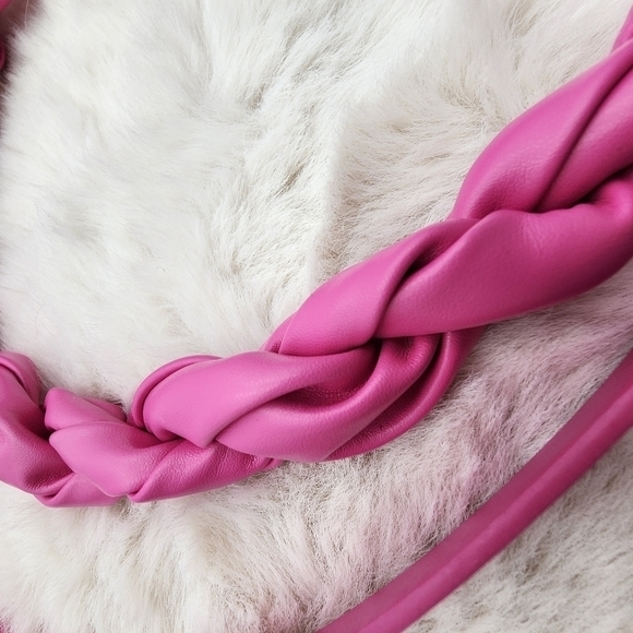 Jason Wu hot pink‎ vegan leather crossbody bag Braided leather handle NWT - Picture 8 of 11